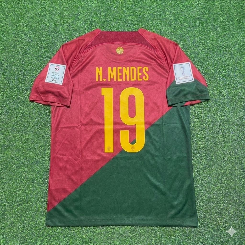 Nuno Mendes #19 Portugal 2022 World Cup Home Retro Football Jersey Pulses Football