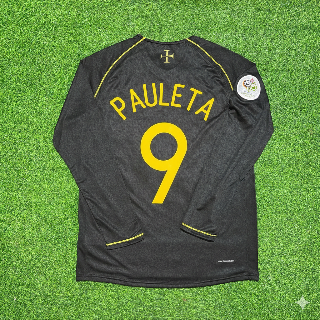 Pauleta Portugal 2006 World Cup Long Sleeve Black Retro Football Jersey Pulses Football
