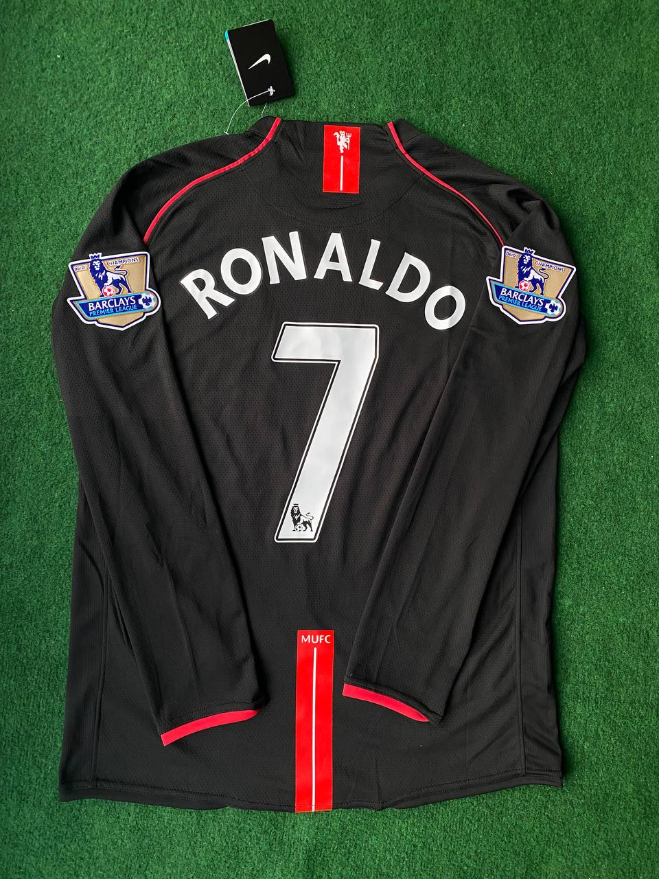 Cristiano Ronaldo 2007-2008 Manchester United Black Retro Jersey Trikot Camiseta Maillot Pulses Football
