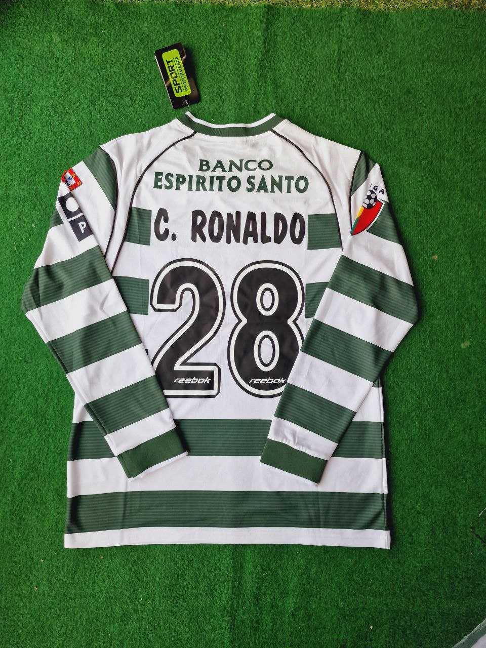 Cristiano Ronaldo Sporting Lisbon 2001 2003 First Season Long Sleeve Retro Jersey Pulses Football