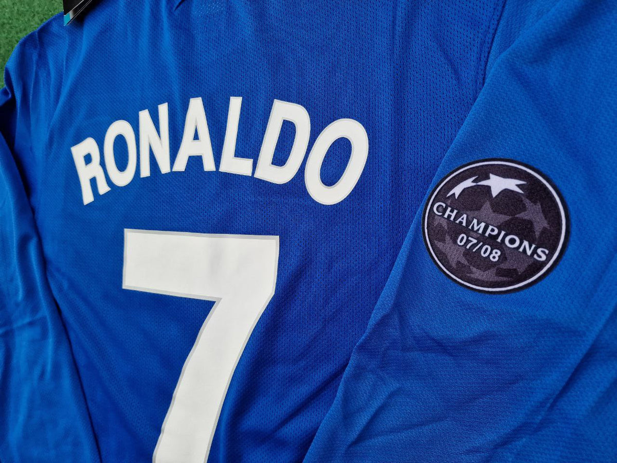 Cristiano Ronaldo Manchester United 2008 Champions League Patch Retro Short Jersey Trikot Pulses Football