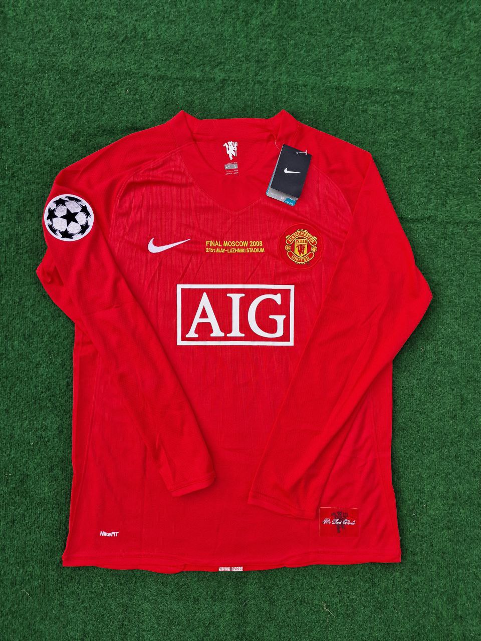 Cristiano Ronaldo Manchester United 2008 Champions Leage Final Moscow Retro Long Sleeve Jersey Pulses Football
