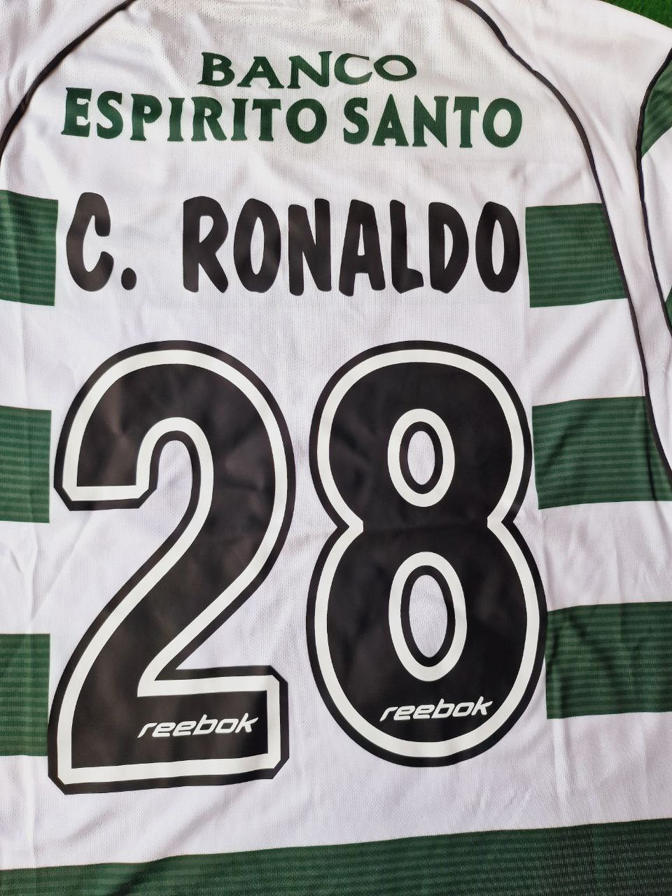 Cristiano Ronaldo Sporting Lisbon First Season Long Sleeve Retro Kids Jersey Soccer Shirt Pulses Football