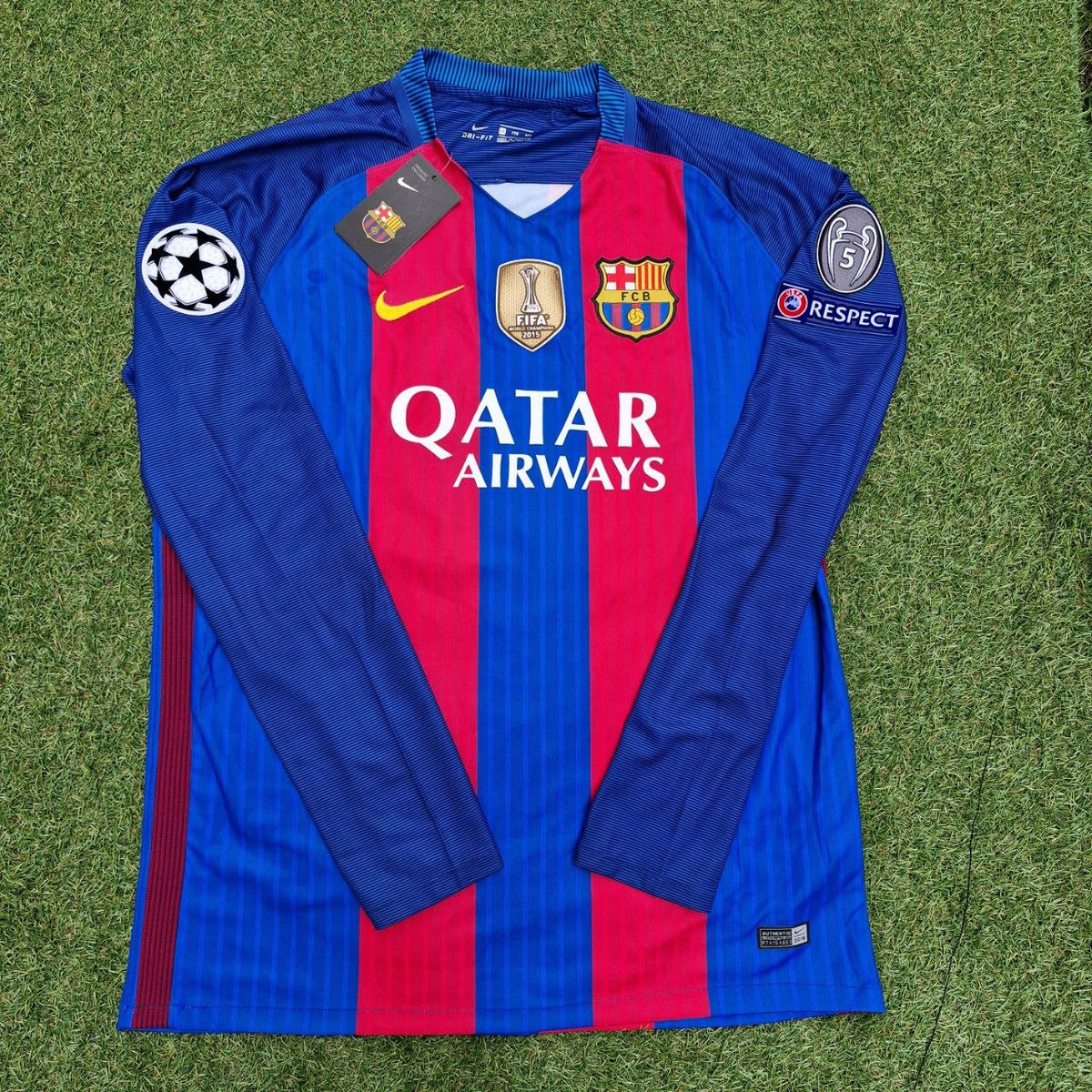 Lionel Messi Barcelona 2016 Special Edition Jersey with World Championship Patch Soccer Jersey Pulses Football