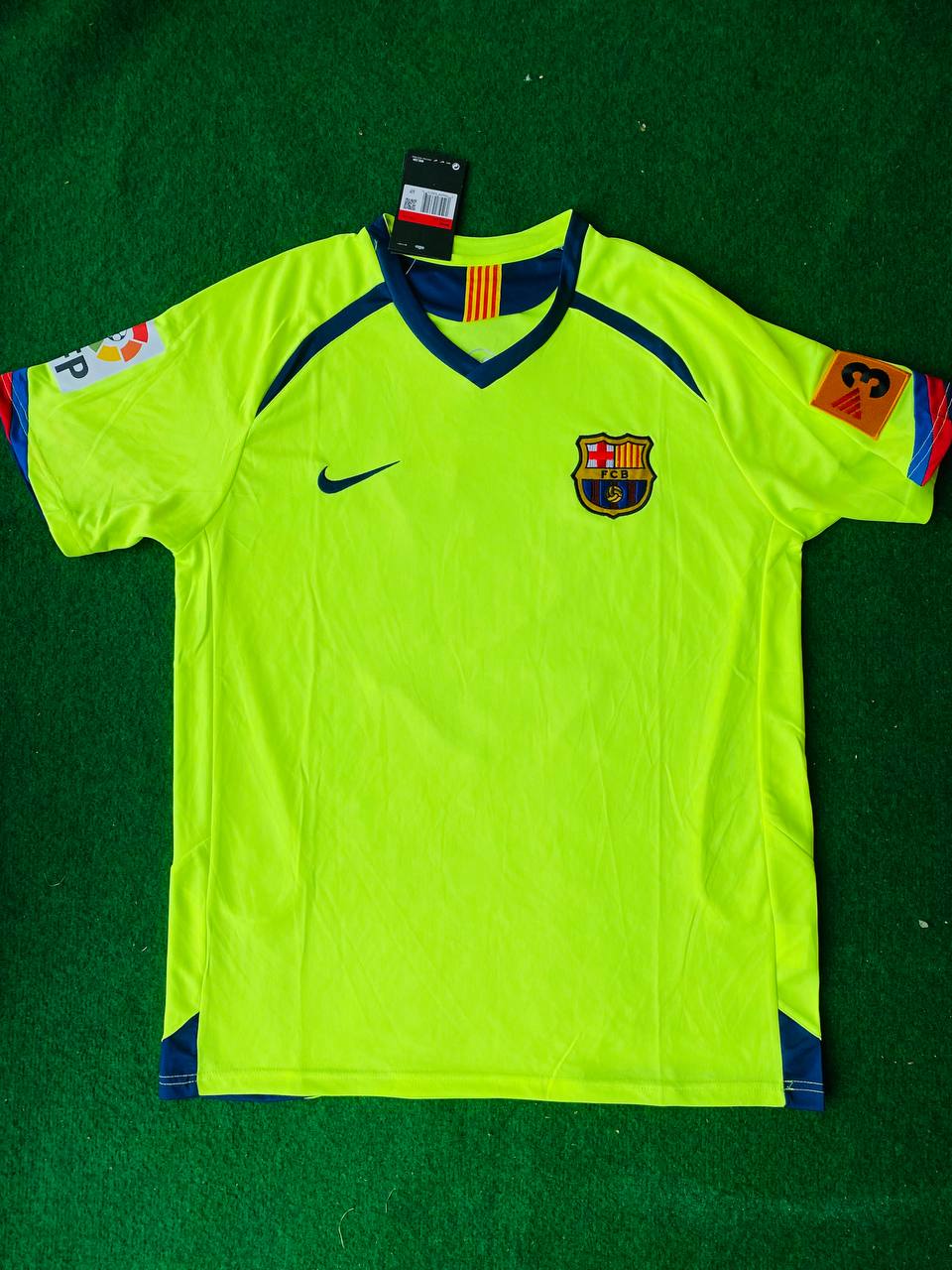 Lionel Messi #30 Barcelona 2005 2006 Green Yellow Retro Jersey Trikot Maillot Soccer Shirt Pulses Football