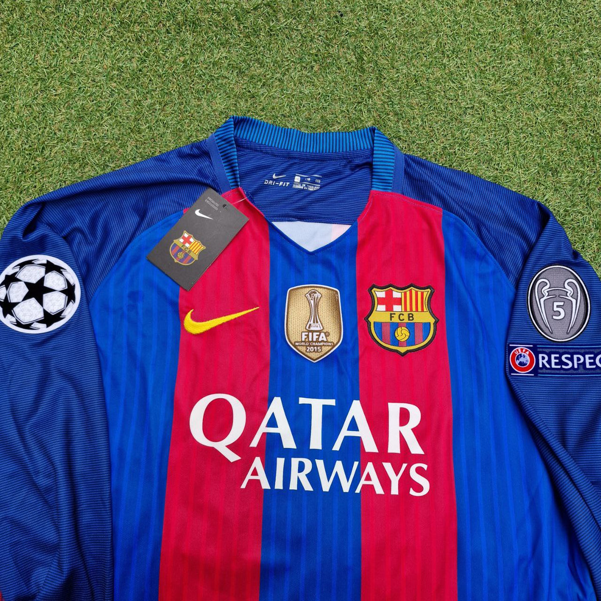 Lionel Messi Barcelona 2016 Special Edition Jersey with World Championship Patch Soccer Jersey Pulses Football