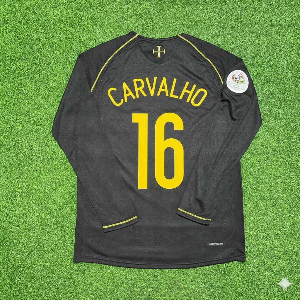 Ricardo Carvalho Portugal 2006 World Cup Long Sleeve Black Retro Football Jersey Pulses Football