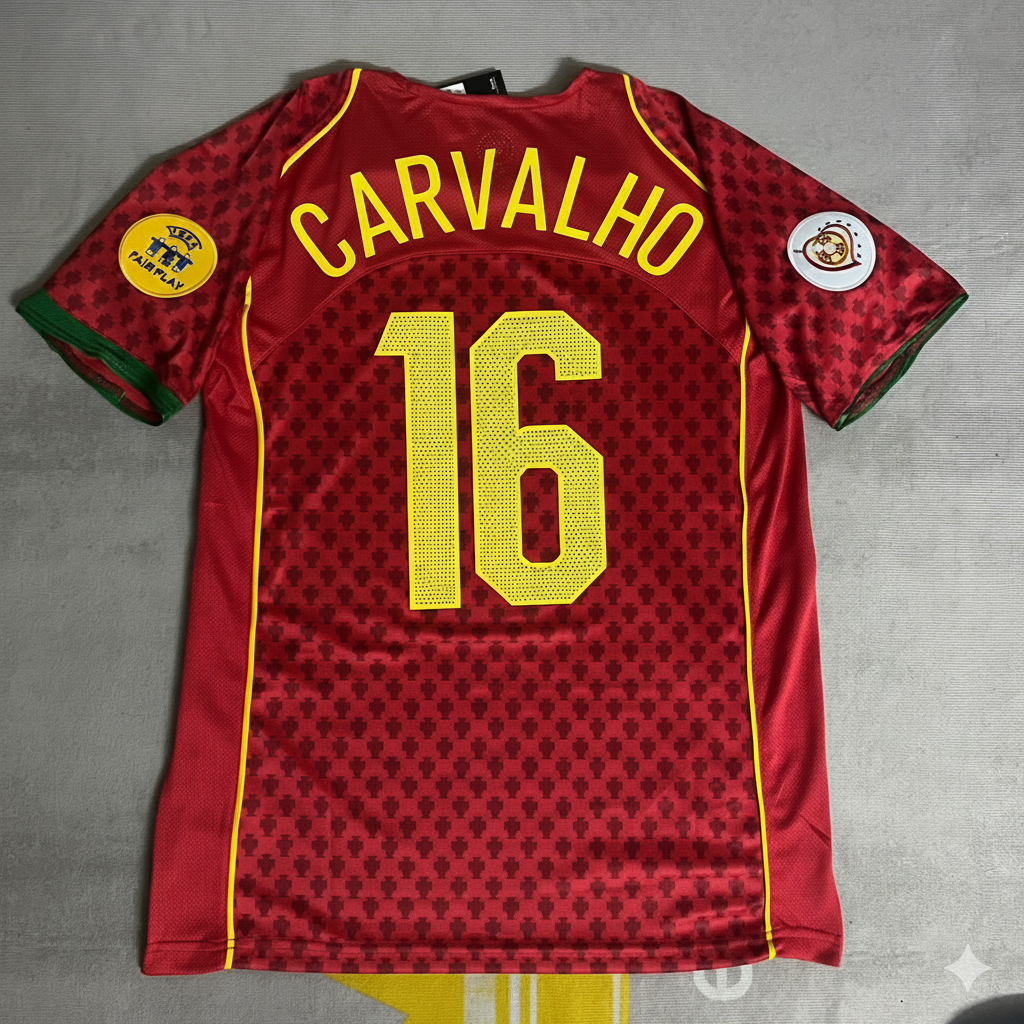 Ricardo Carvalho EURO 2004 Retro Home Red Jersey Trikot Pulses Football