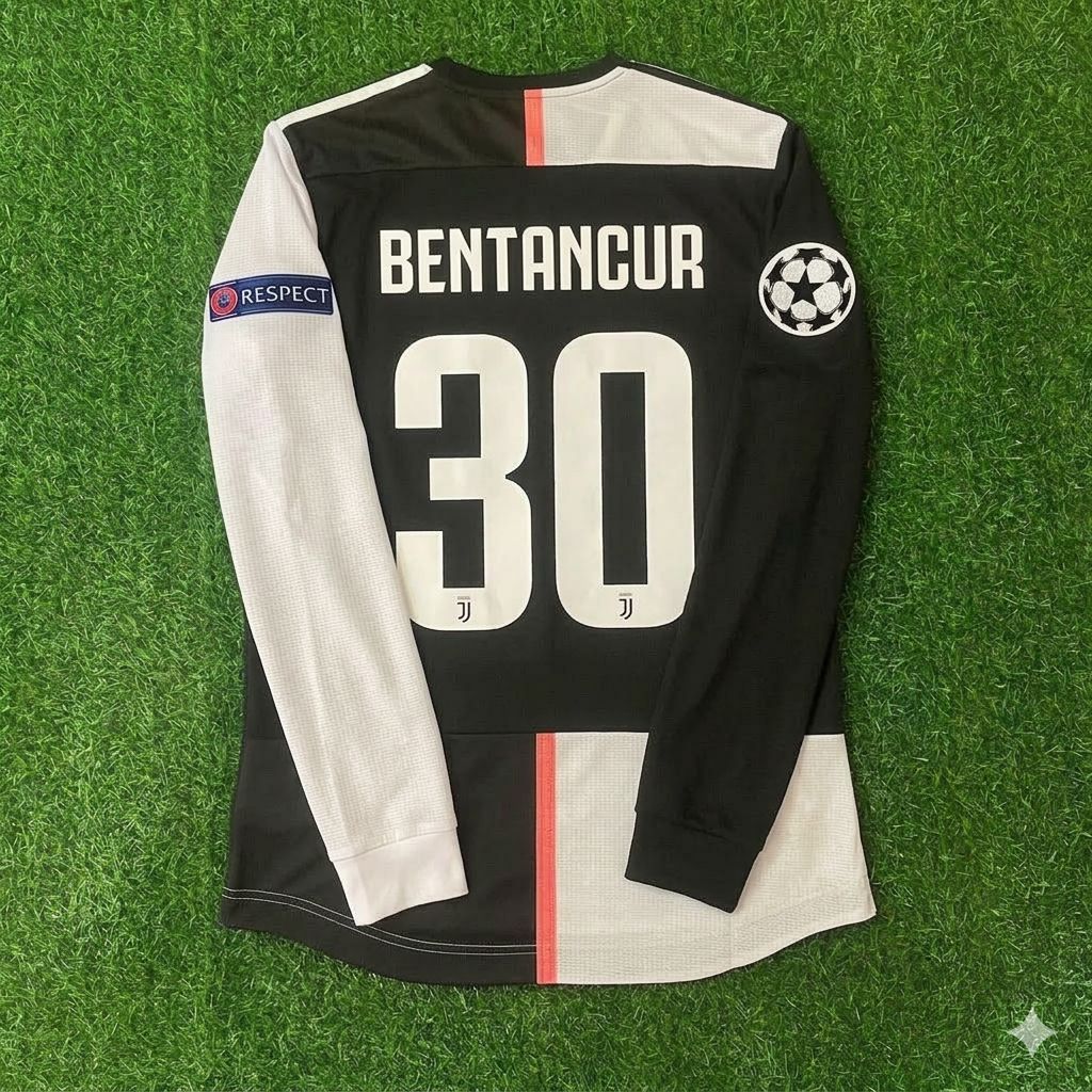 Rodrigo Bentancur 30- Juventus Long Sleeve 2019 2020 Retro White Black Jersey Trikot Maglia Pulses Football