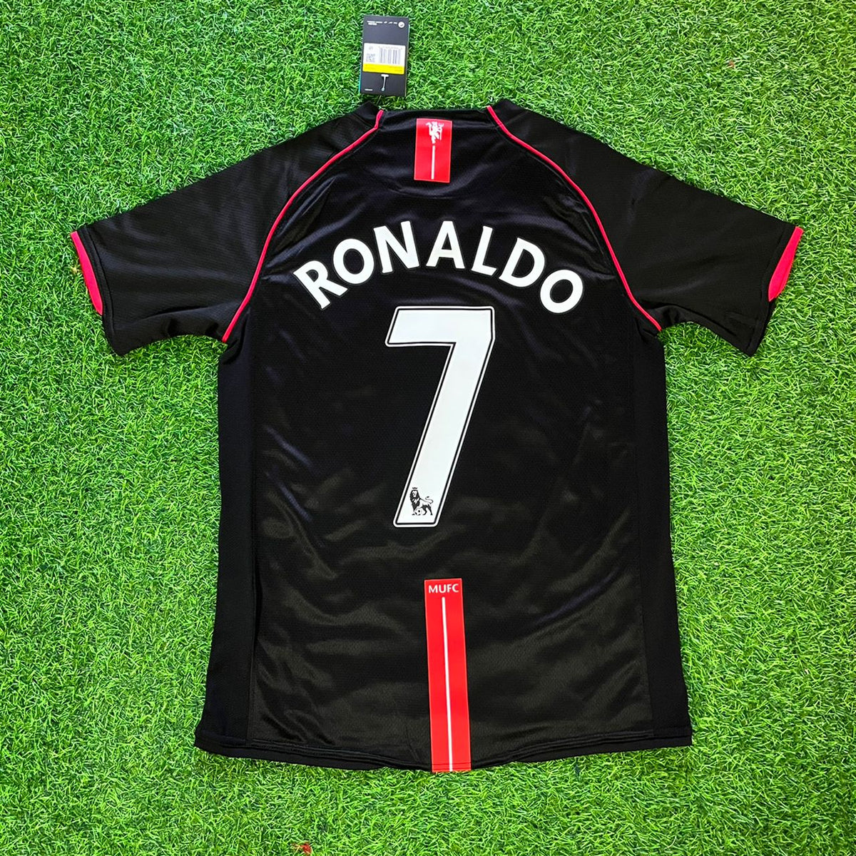 Cristiano Ronaldo Manchester United 2007-2008 Black Retro Jersey Trikot Camiseta Maillot Soccer Shirt Pulses Football