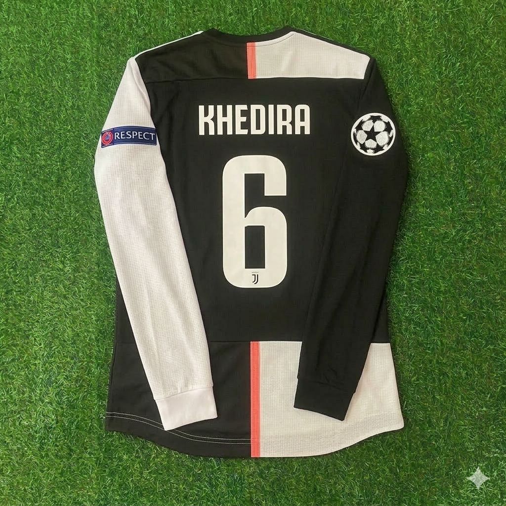 Sami Khedira 6- Juventus Long Sleeve 2019 2020 Retro White Black Jersey Trikot Maglia Pulses Football