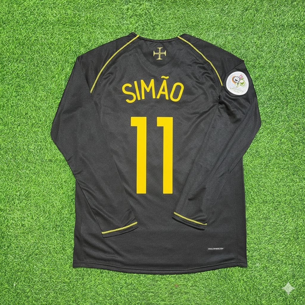 Simão Sabrosa Portugal 2006 World Cup Long Sleeve Black Retro Football Jersey Pulses Football