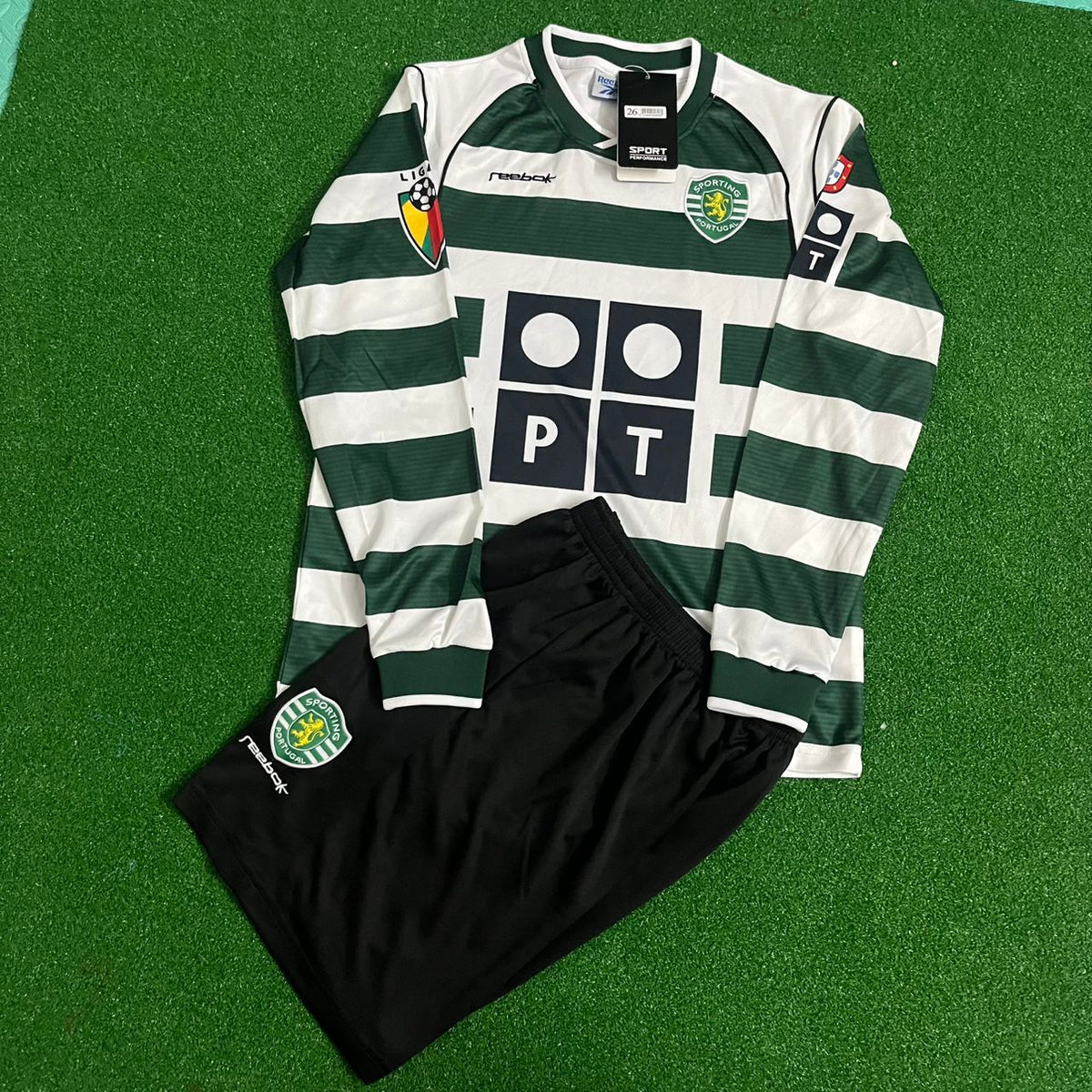 Cristiano Ronaldo Sporting Lisbon First Season Long Sleeve Retro Kids Jersey Soccer Shirt Pulses Football