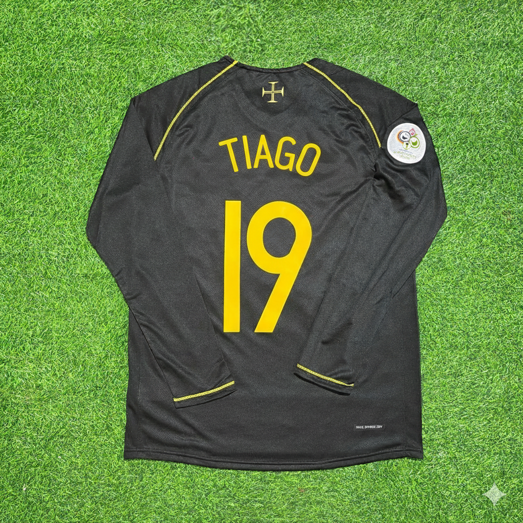 Tiago Mendes Portugal 2006 World Cup Long Sleeve Black Retro Football Jersey Pulses Football