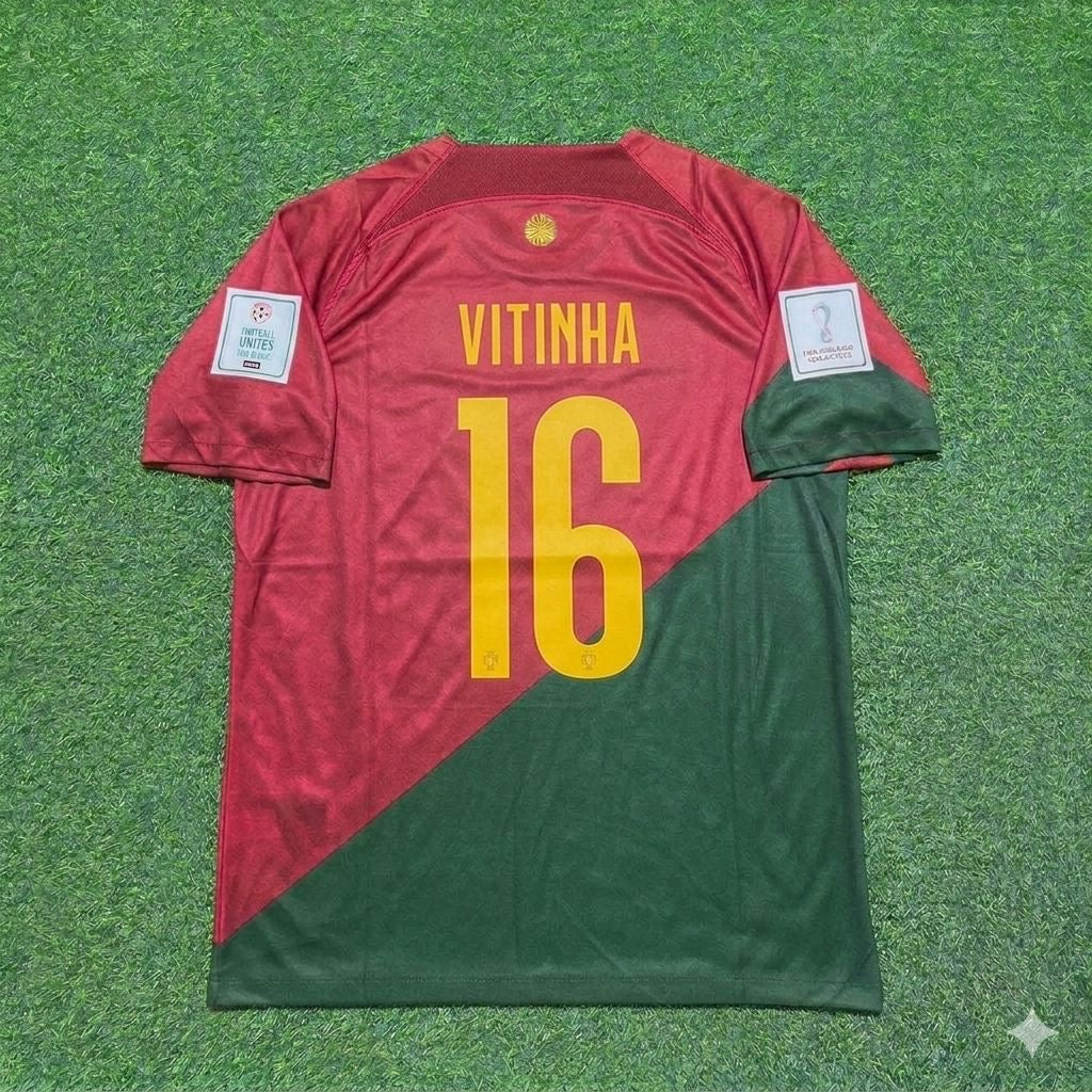 Vitinha #16 Portugal 2022 World Cup Home Retro Football Jersey Pulses Football
