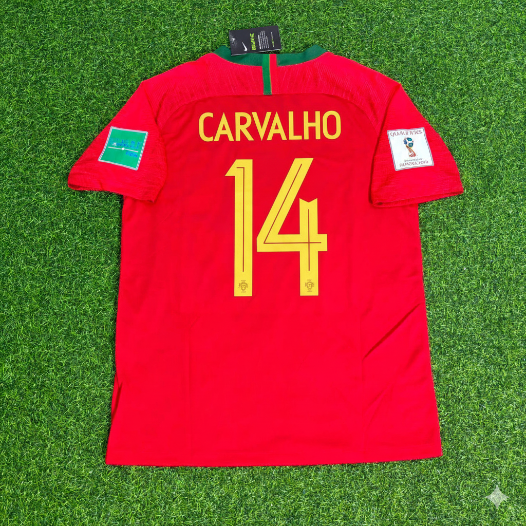William Carvalho Portugal 2018 World Cup Red Retro Football Jersey Pulses Football