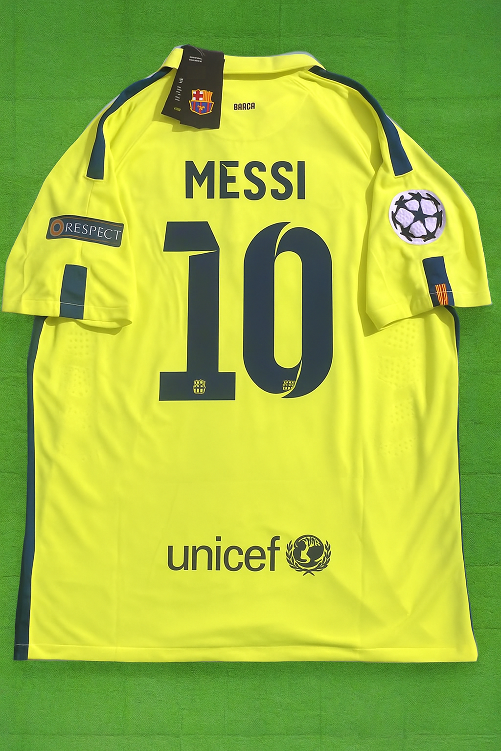 Lionel Messi Barcelona 14/15 Retro Yellow Jersey Maillot Trikot Maglia Soccer Shirt Pulses Football