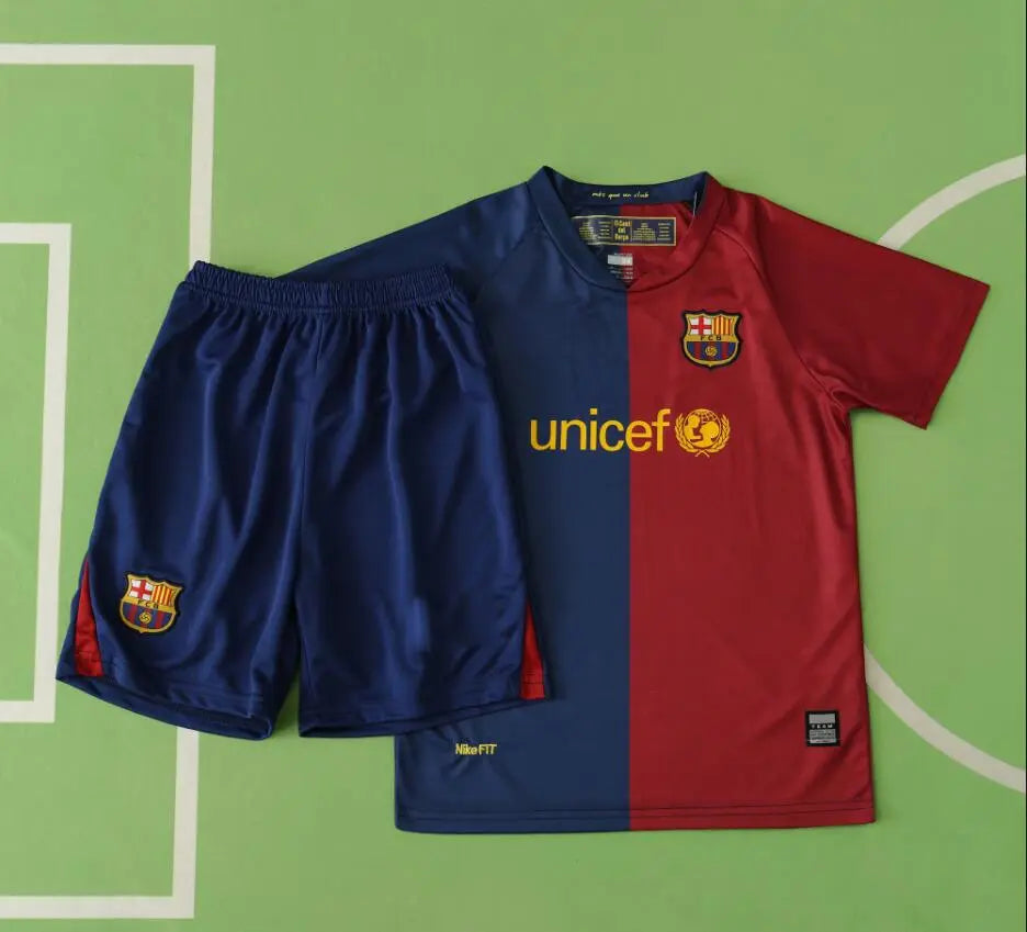 Lionel Messi Barcelona Champion League Final Home Kids Kit Kindertrikot Maillot Enfant Kindertrui (Ages 3-13) Soccer Shirt Pulses Football