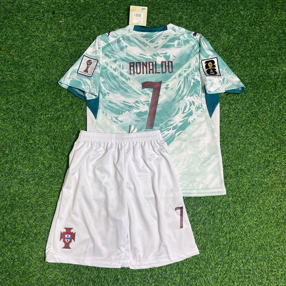 Cristiano Ronaldo Portugal 2026 World Cup Kids White Away Football Jersey Pulses Football