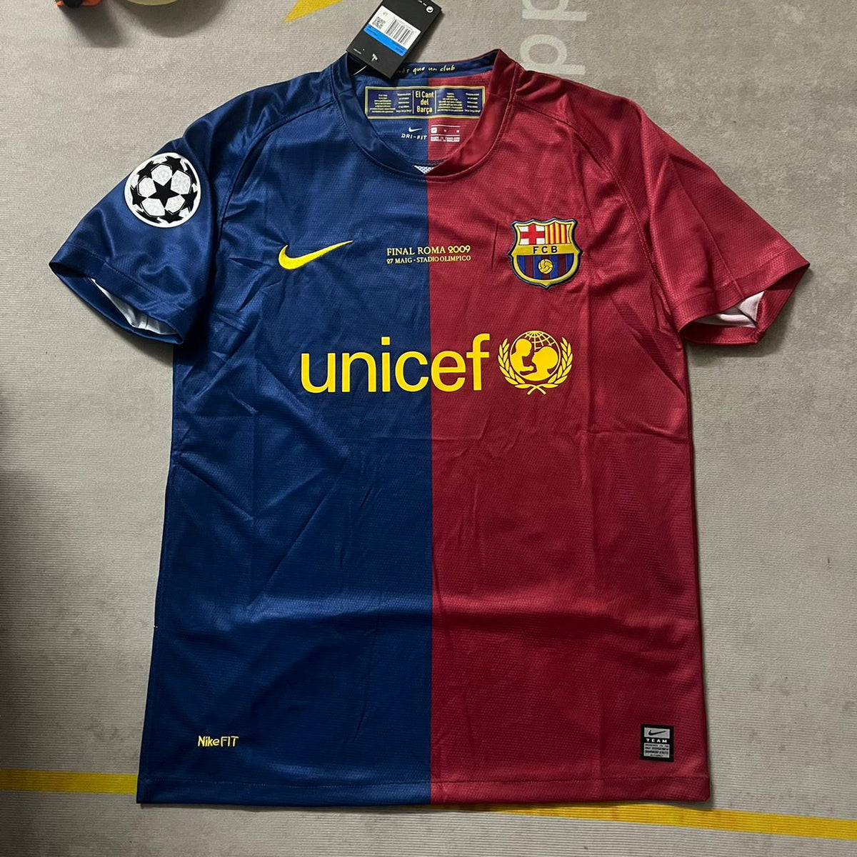 Lionel Messi Barcelona 2009 Roma Final Retro Jersey Trikot Maillot Pulses Football