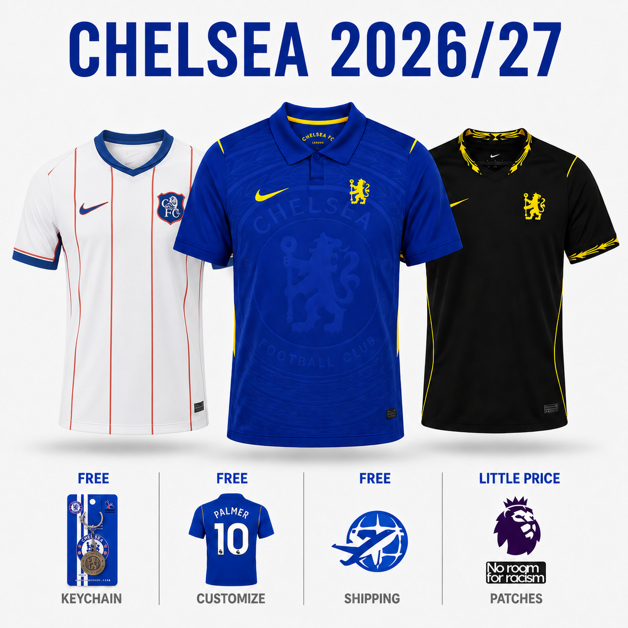 COMBO Chelsea 26/27 - Home, Away and Special Edition - Fan Version Pulses Football