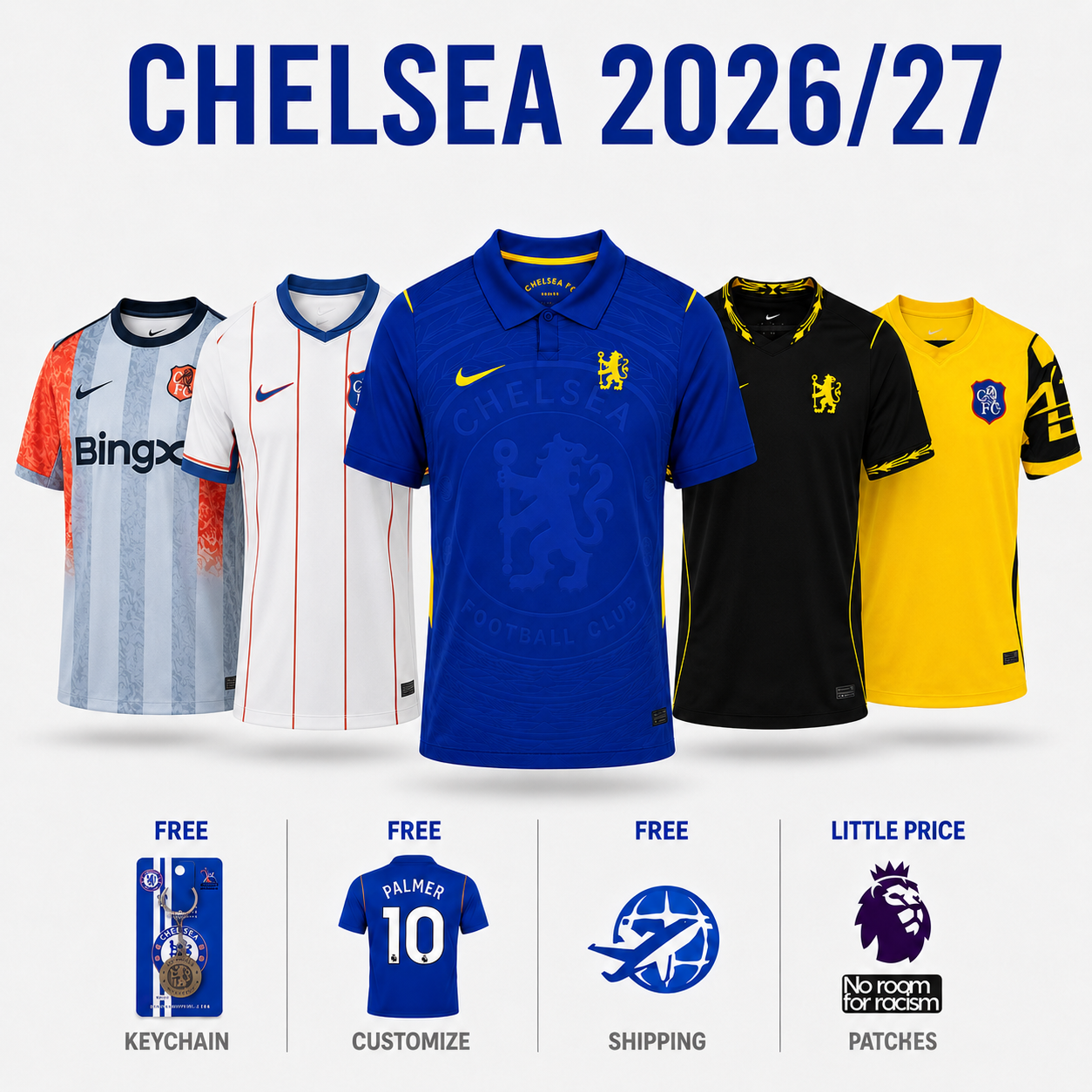 COMBO Chelsea 26/27 - Home, Away, Third, Pre-Matching and Special Edition - Fan Version Pulses Football