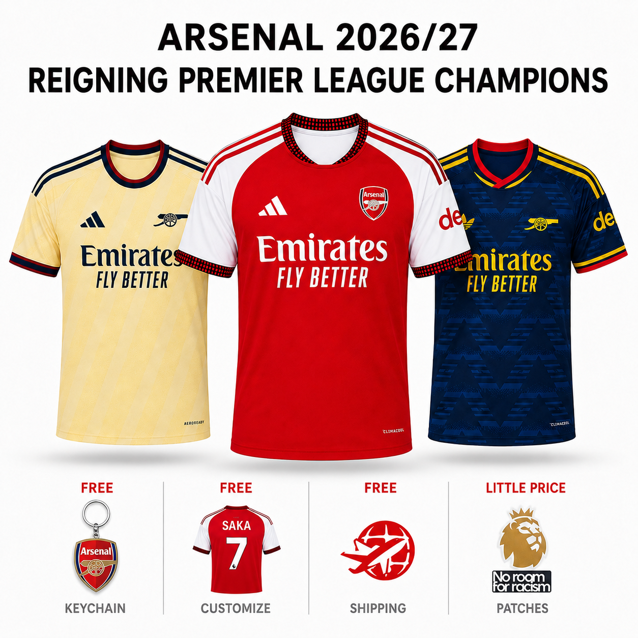 🏆 Winner COMBO Arsenal - Home, Away and Third 2026/27 Pulses Football