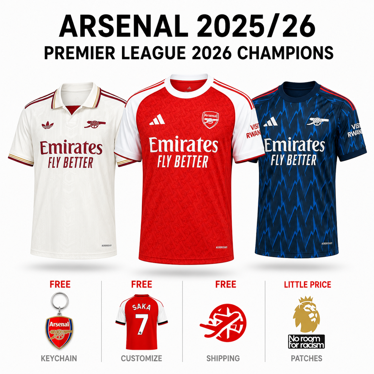 🏆 Winner COMBO Arsenal 25/26 - Home, Away and Third Pulses Football