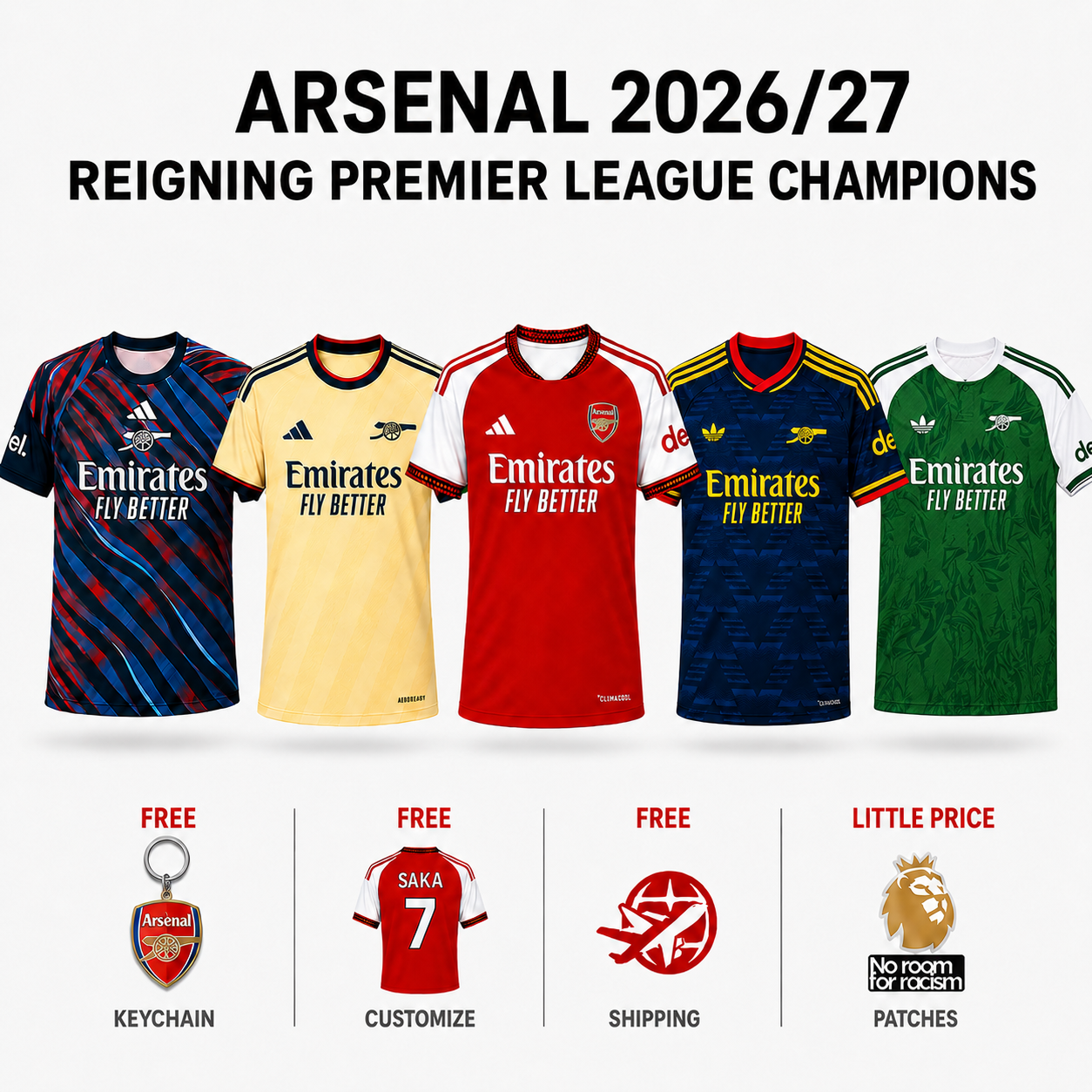 🏆 Winner COMBO Arsenal - New Home, Away, Third, Pre-Matching and Special Jersey 2026/27 Pulses Football