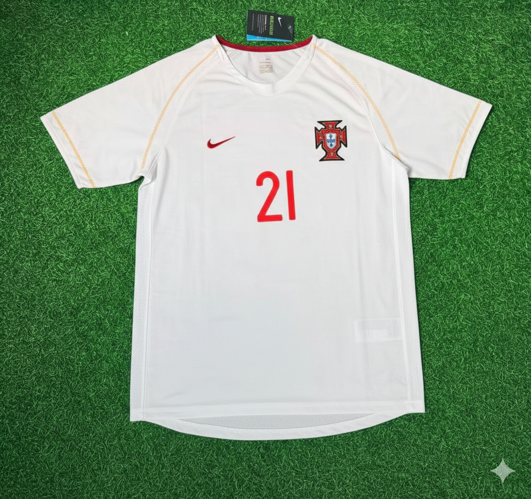 Nuno Gomes Portugal 2002 Retro White Debut Football Jersey Pulses Football