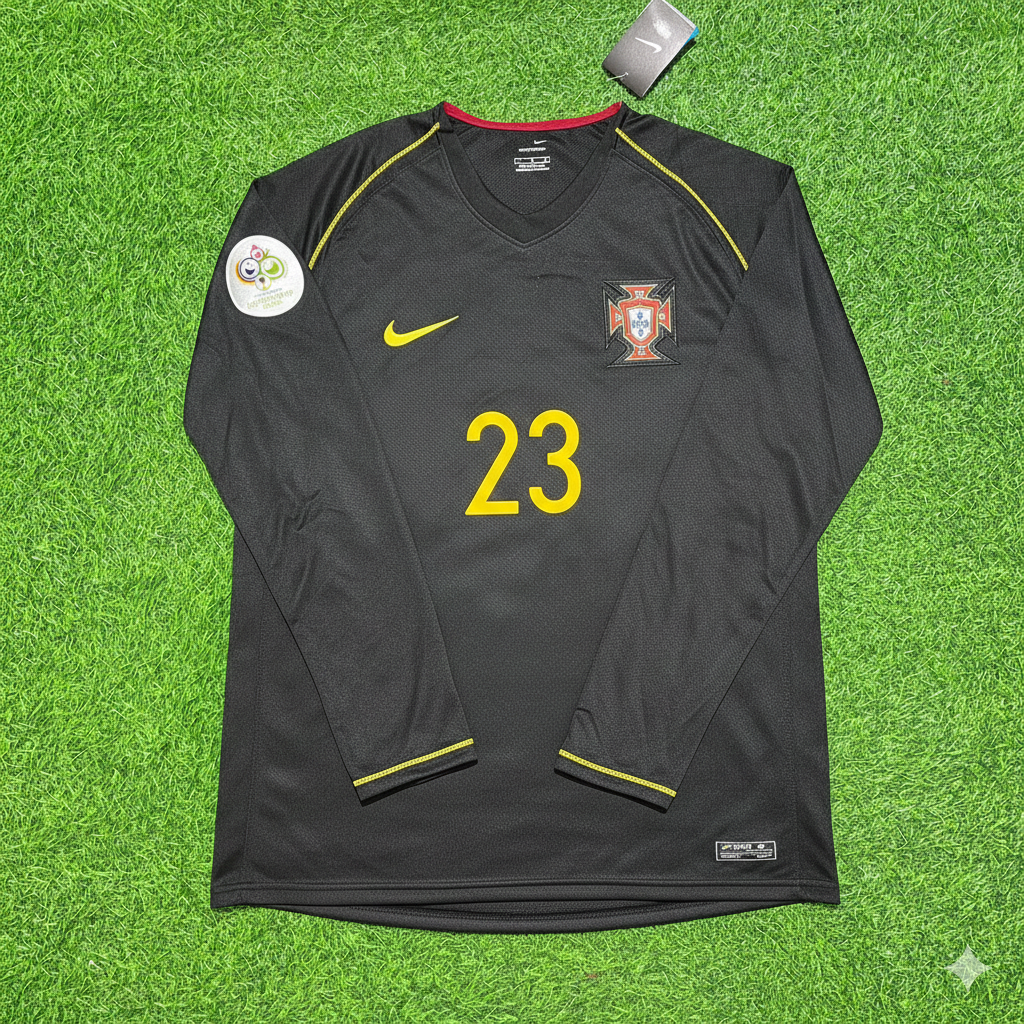 Helder Postiga Portugal 2006 World Cup Long Sleeve Black Retro Football Jersey Pulses Football