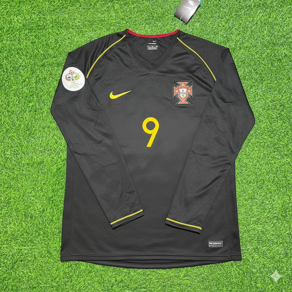 Pauleta Portugal 2006 World Cup Long Sleeve Black Retro Football Jersey Pulses Football