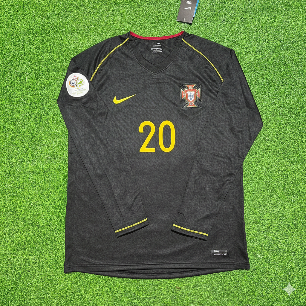 Deco Portugal 2006 World Cup Long Sleeve Black Retro Football Jersey Pulses Football
