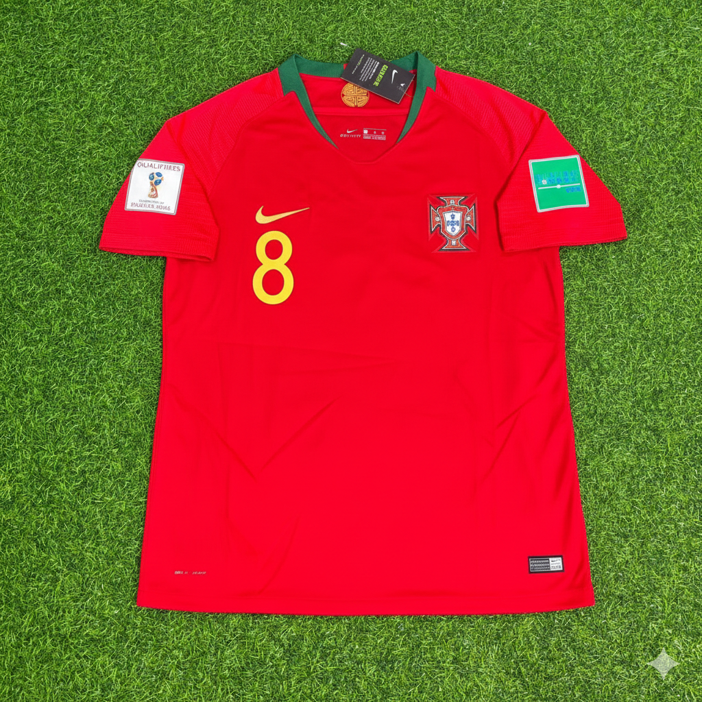 Joao Moutinho Portugal 2018 World Cup Red Retro Football Jersey Pulses Football