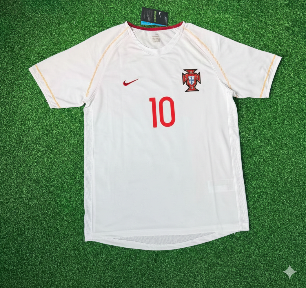 Rui Costa Portugal 2002 Retro White Debut Football Jersey Pulses Football
