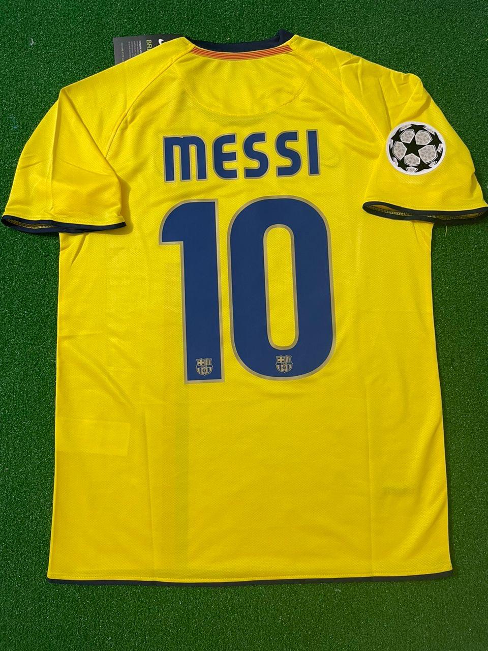 Lionel Messi 2008-09 Barcelona Yellow Retro Jersey Pulses Football