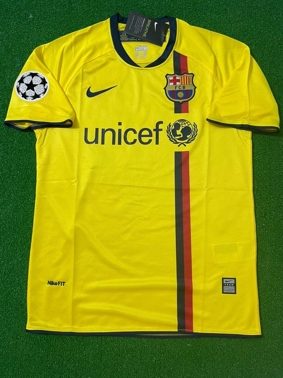 Lionel Messi 2008-09 Barcelona Yellow Retro Jersey Pulses Football