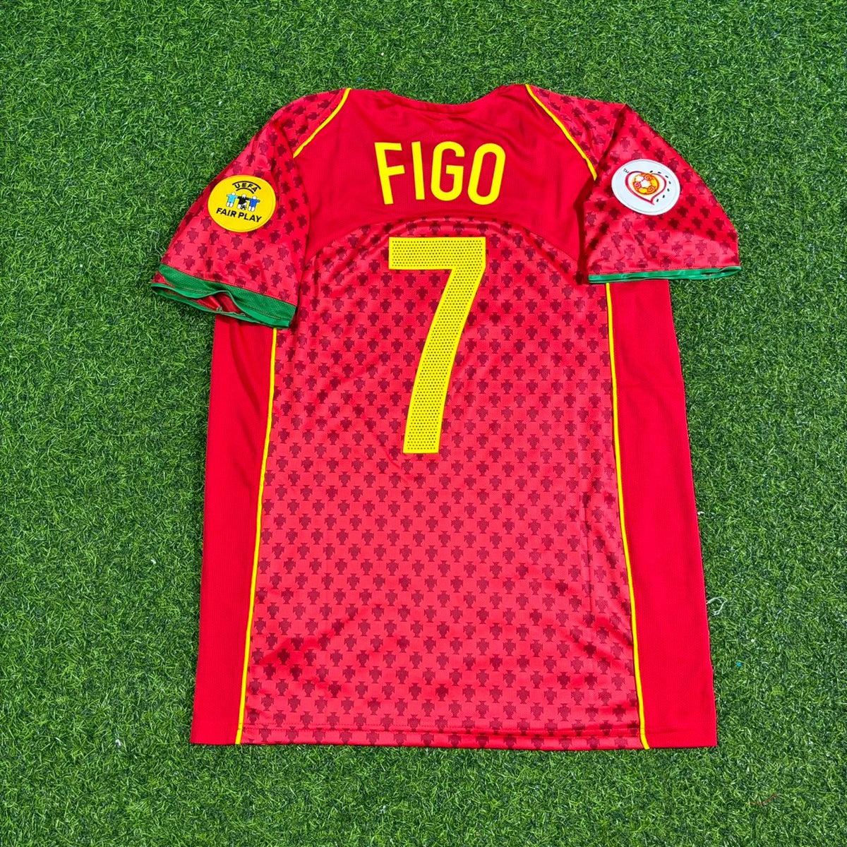 Luis Figo Portugal EURO 2004 Retro Home Red Jersey Trikot Pulses Football