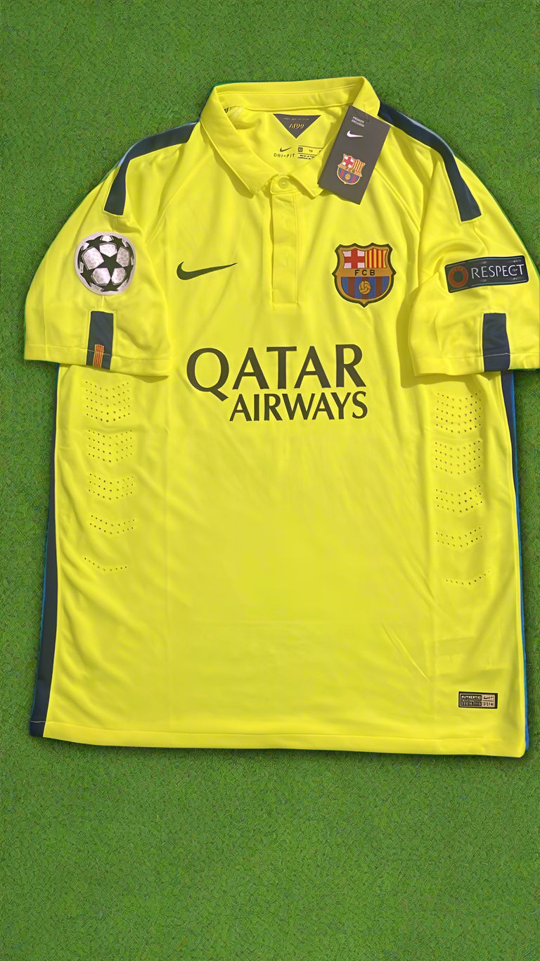 Lionel Messi Barcelona 14/15 Retro Yellow Jersey Maillot Trikot Maglia Soccer Shirt Pulses Football