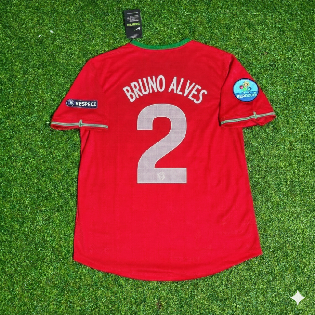 Bruno Alves Portugal Euro 2012 Red Retro Football Jersey Kit Pulses Football