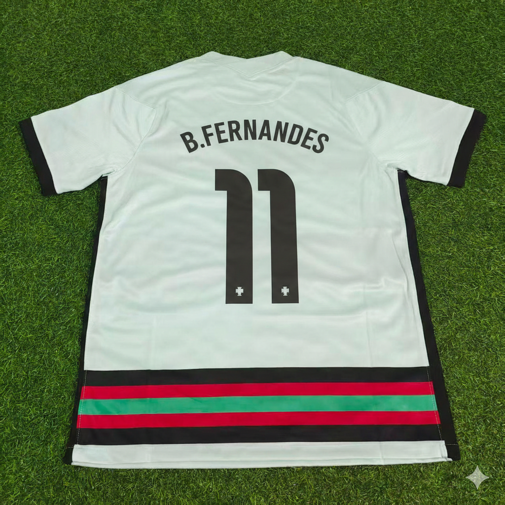 Bruno Fernandes Portugal EURO 2020 Retro Away Football Jersey Pulses Football
