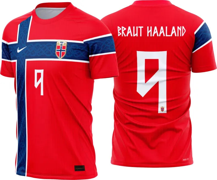Norway World Cup 2026 home - Fan Version #BRAUT HAALAND #9 Pulses Football