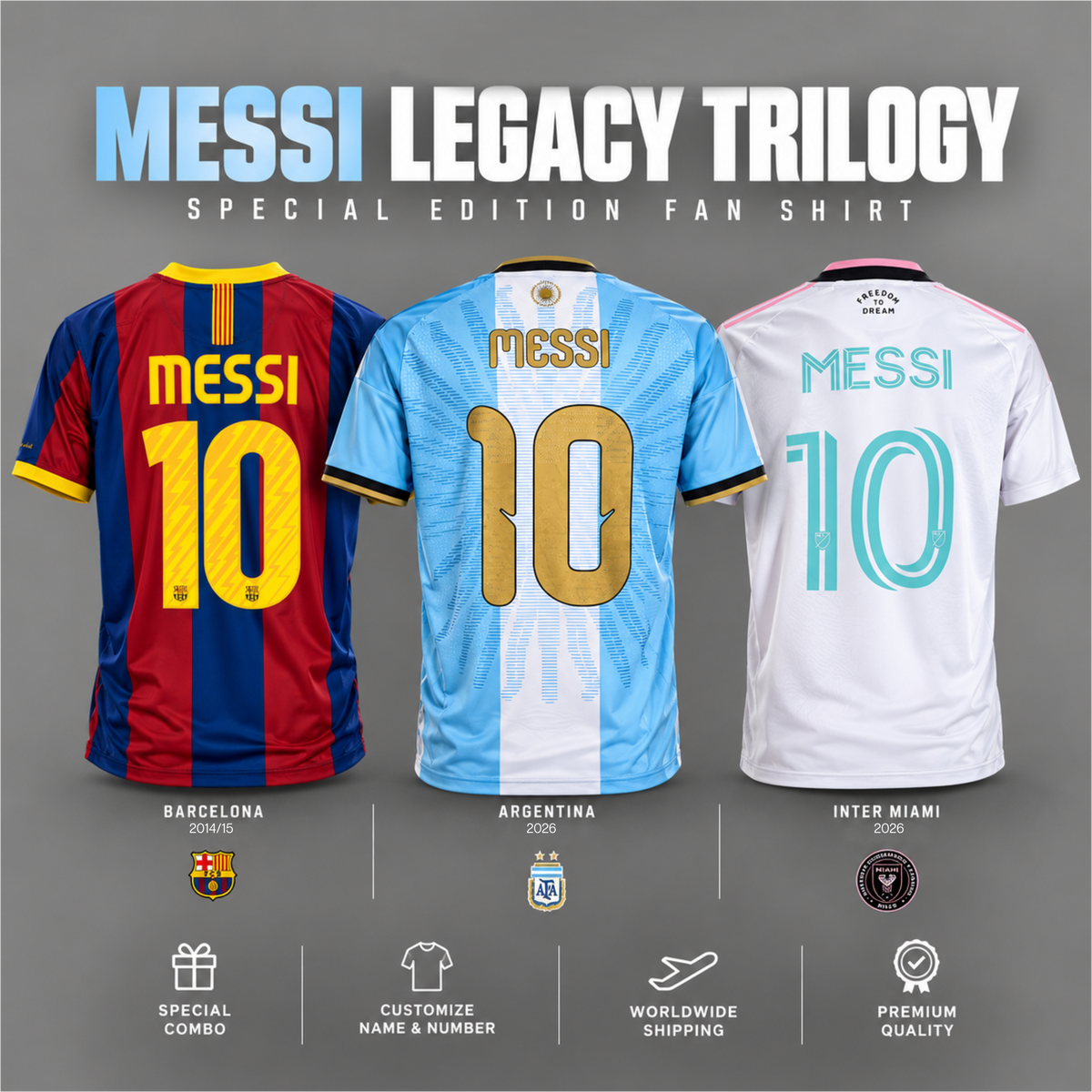 Messi Legacy Trilogy – Special Edition Fan Shirt Pulses Football