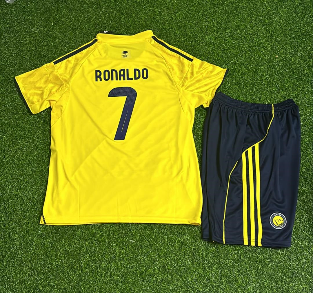 Cristiano Ronaldo CR7 Al Nassr Kids New Season Football Jersey Kit Pulses Football