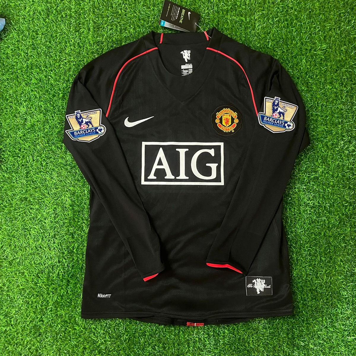 Cristiano Ronaldo 2007-2008 Manchester United Black Retro Jersey Trikot Camiseta Maillot Pulses Football