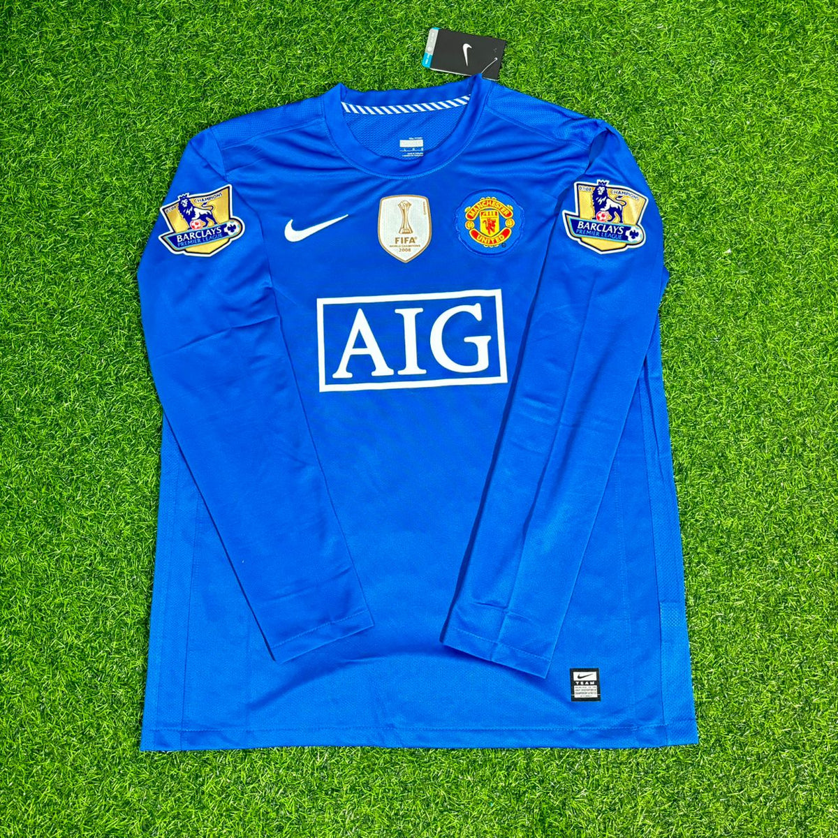 Cristiano Ronaldo Manchester United 2008 Blue EPL Patch Retro Long Sleeve Football Jersey Pulses Football