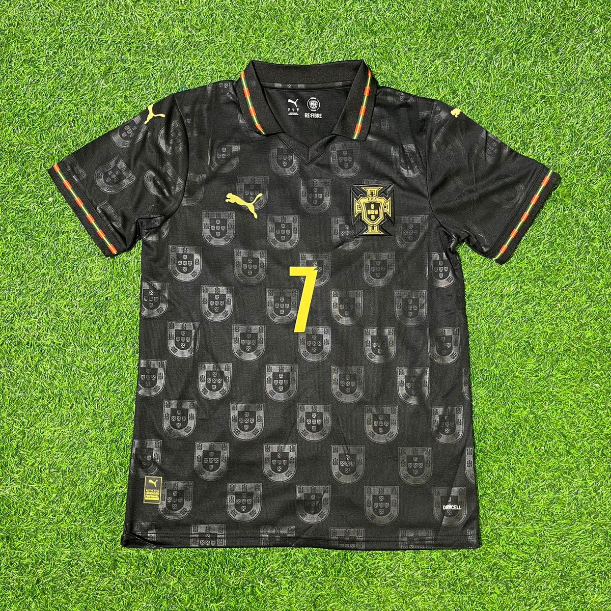 Cristiano Ronaldo Portugal 2025/26 New Season Black Football Jersey Kit Pulses Football