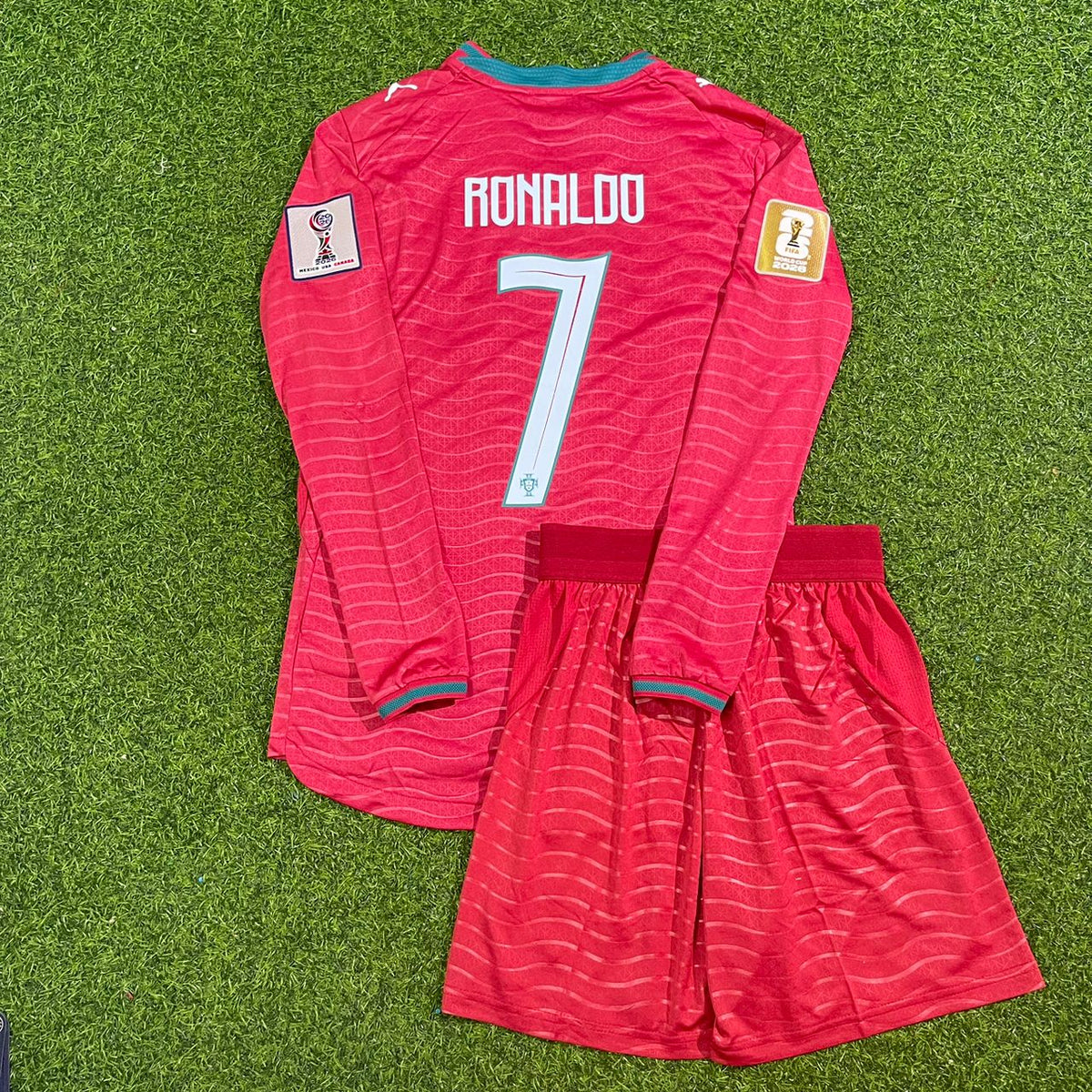 Cristiano Ronaldo Portugal 2026 Red Home Kids Long Sleeve Football Jersey Pulses Football