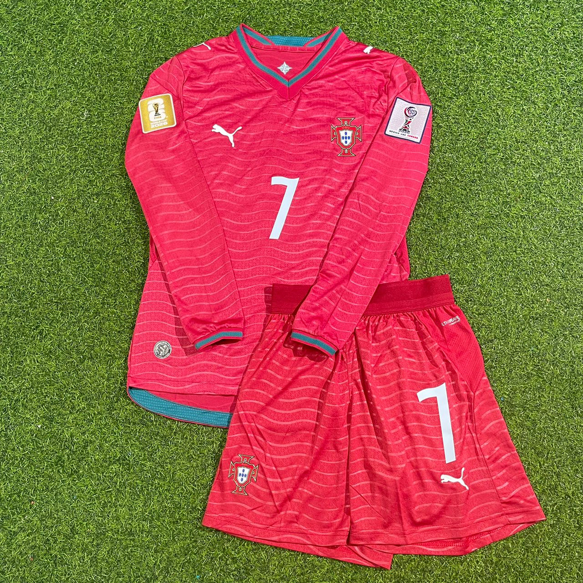 Cristiano Ronaldo Portugal 2026 Red Home Kids Long Sleeve Football Jersey Pulses Football
