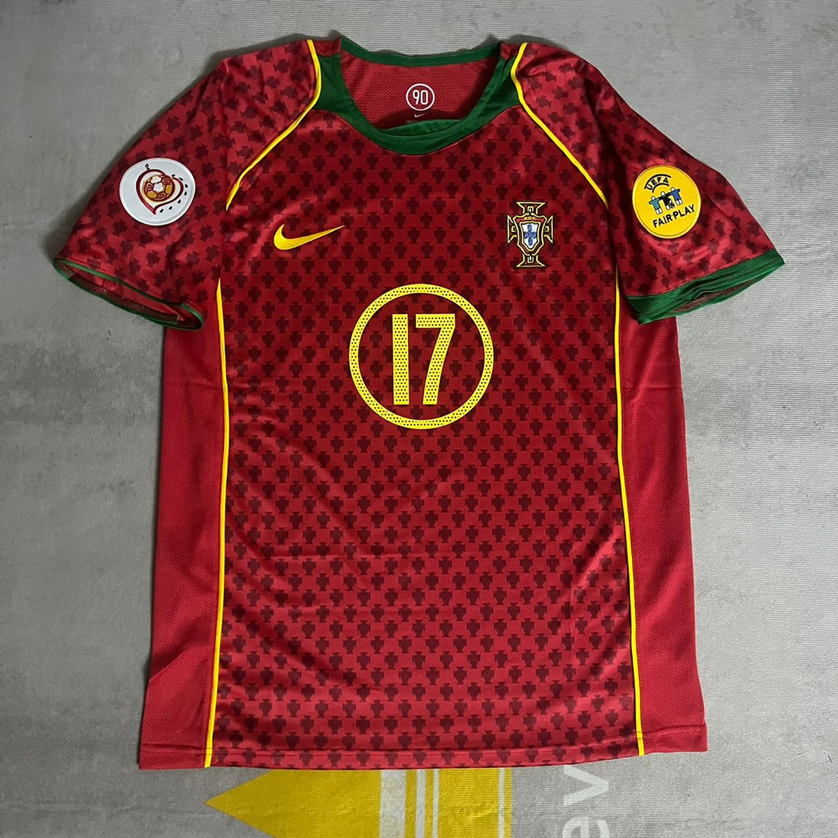 Cristiano Ronaldo Portugal EURO 2004 Retro Home Red Jersey Trikot Pulses Football